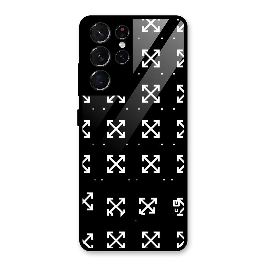 Cross Arrow Black Glass Back Case for Galaxy S21 Ultra 5G
