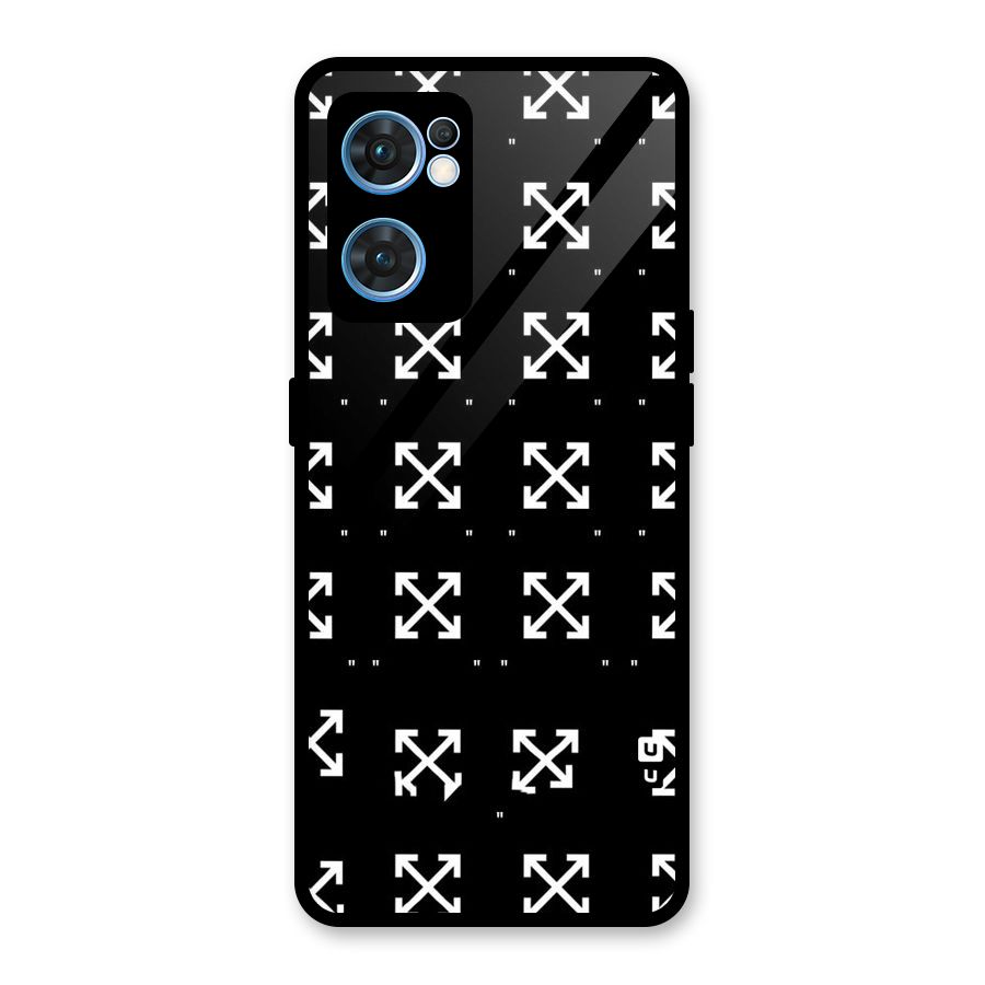 Cross Arrow Black Glass Back Case for Oppo Reno7 5G