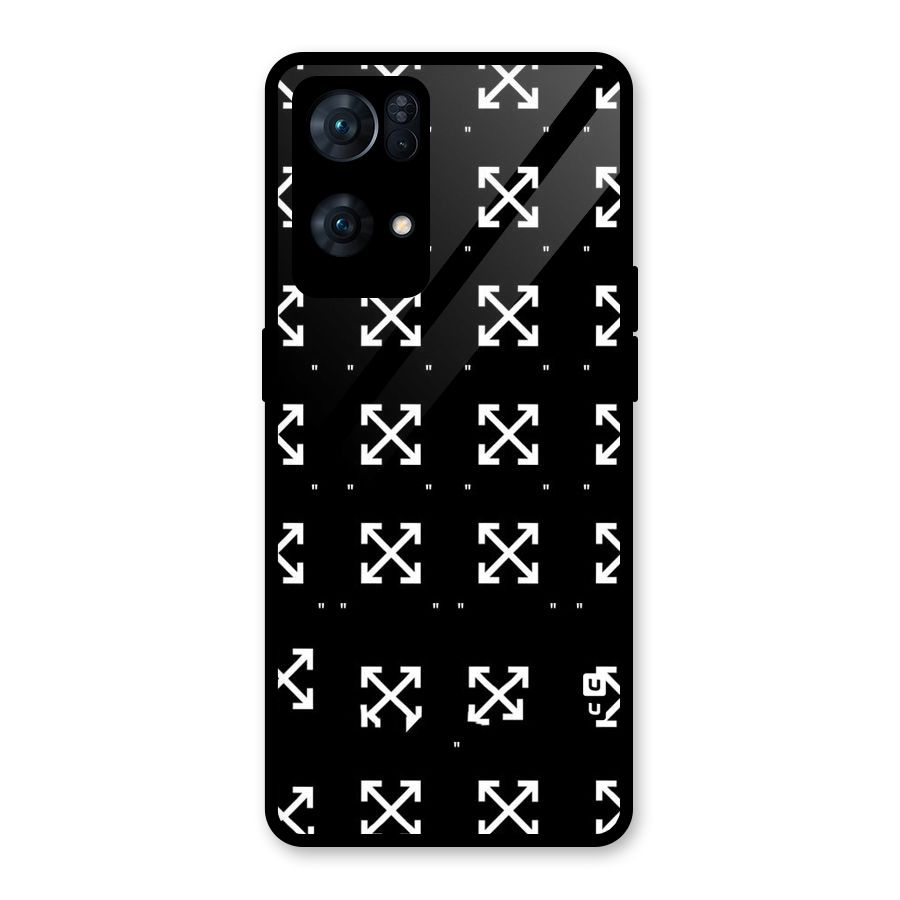 Cross Arrow Black Glass Back Case for Oppo Reno7 Pro 5G