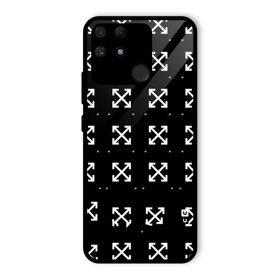 Cross Arrow Black Glass Back Case for Realme Narzo 50A