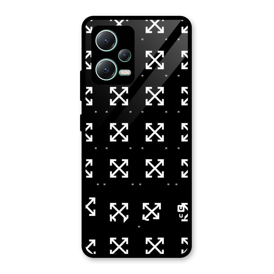 Cross Arrow Black Glass Back Case for Redmi Note 12 5G