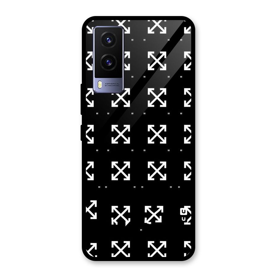 Cross Arrow Black Glass Back Case for Vivo V21e 5G