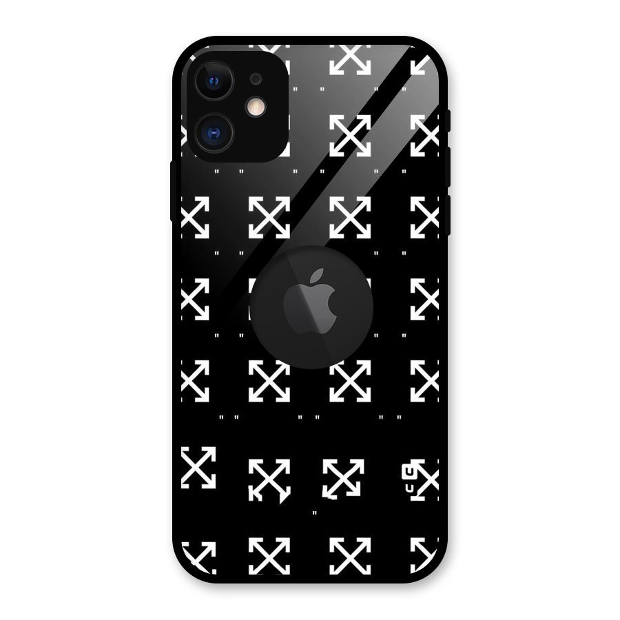 Cross Arrow Black Glass Back Case for iPhone 11 Logo Cut