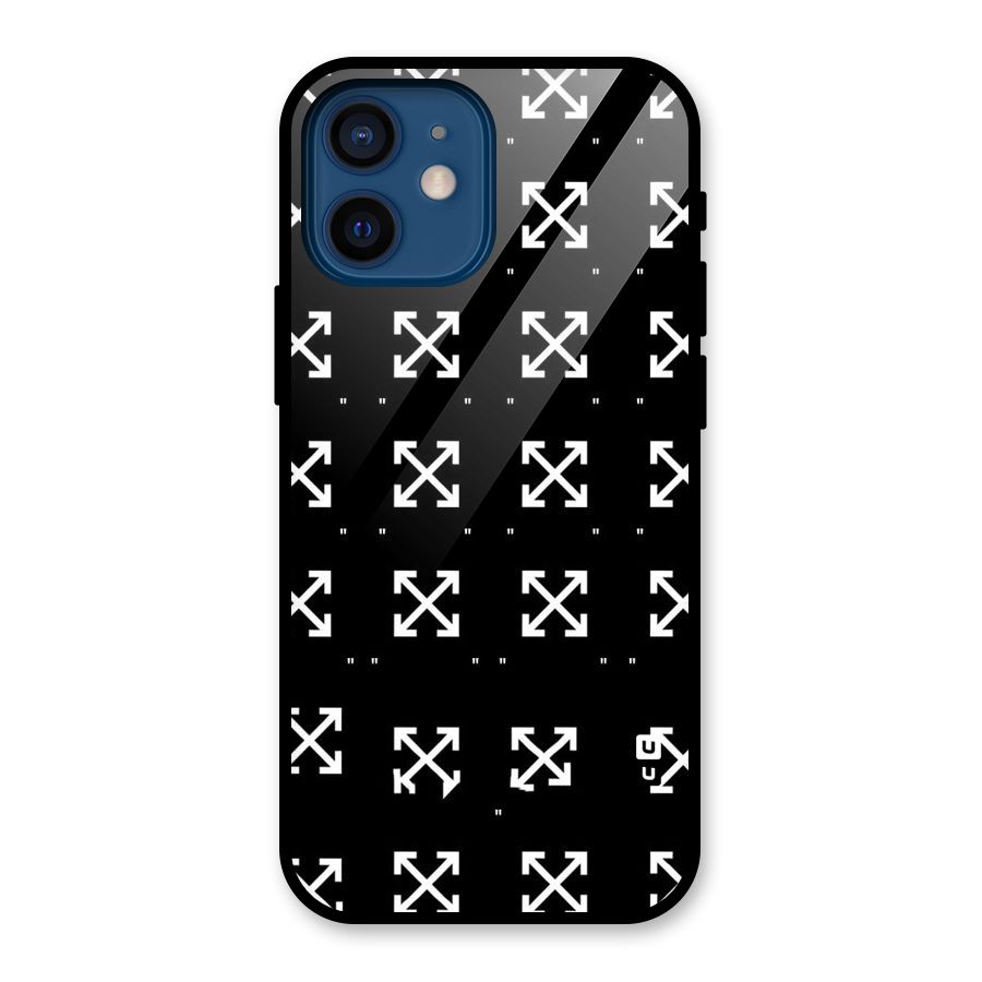 Cross Arrow Black Glass Back Case for iPhone 12 Mini