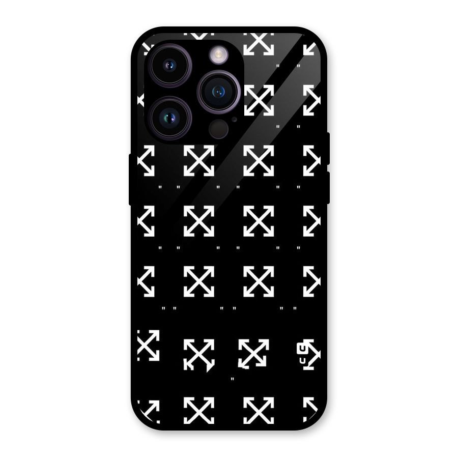 Cross Arrow Black Glass Back Case for iPhone 14 Pro