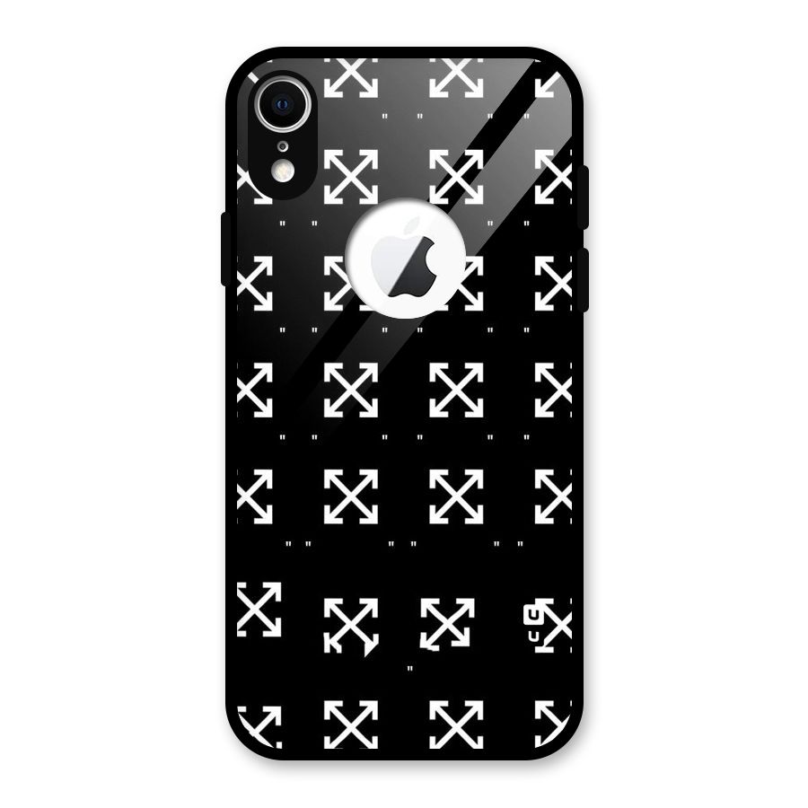Cross Arrow Black Glass Back Case for iPhone XR Logo Cut