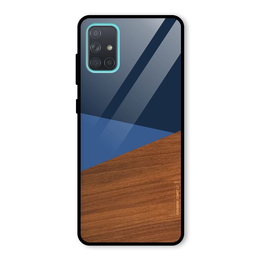 Crossed Lines Pattern Glass Back Case for Galaxy A71