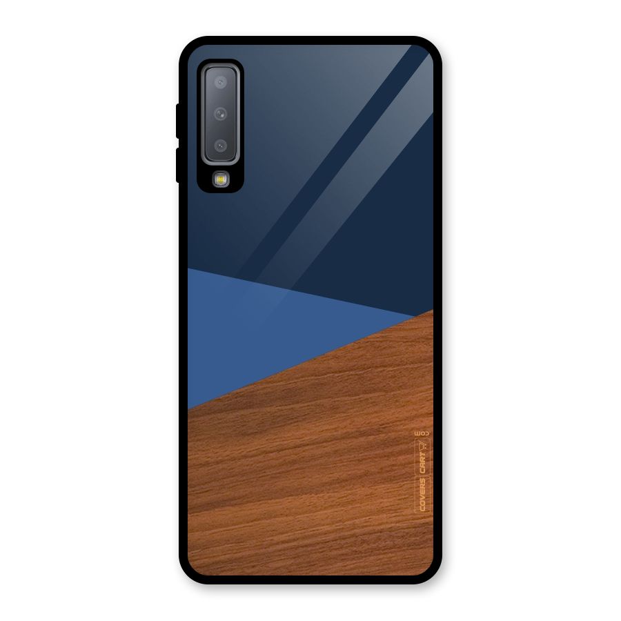 Crossed Lines Pattern Glass Back Case for Galaxy A7 (2018)