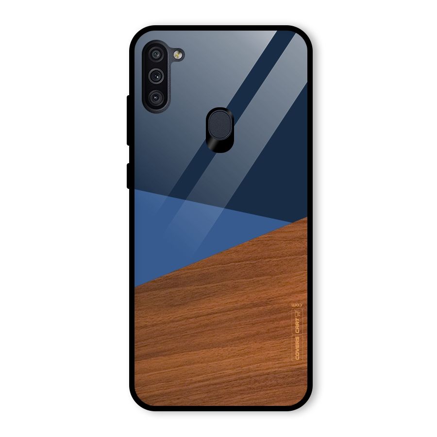 Crossed Lines Pattern Glass Back Case for Galaxy M11