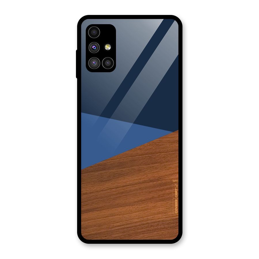Crossed Lines Pattern Glass Back Case for Galaxy M51