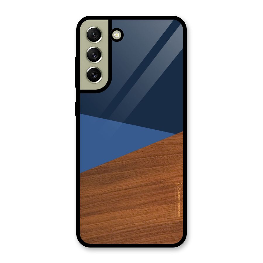 Crossed Lines Pattern Glass Back Case for Galaxy S21 FE 5G