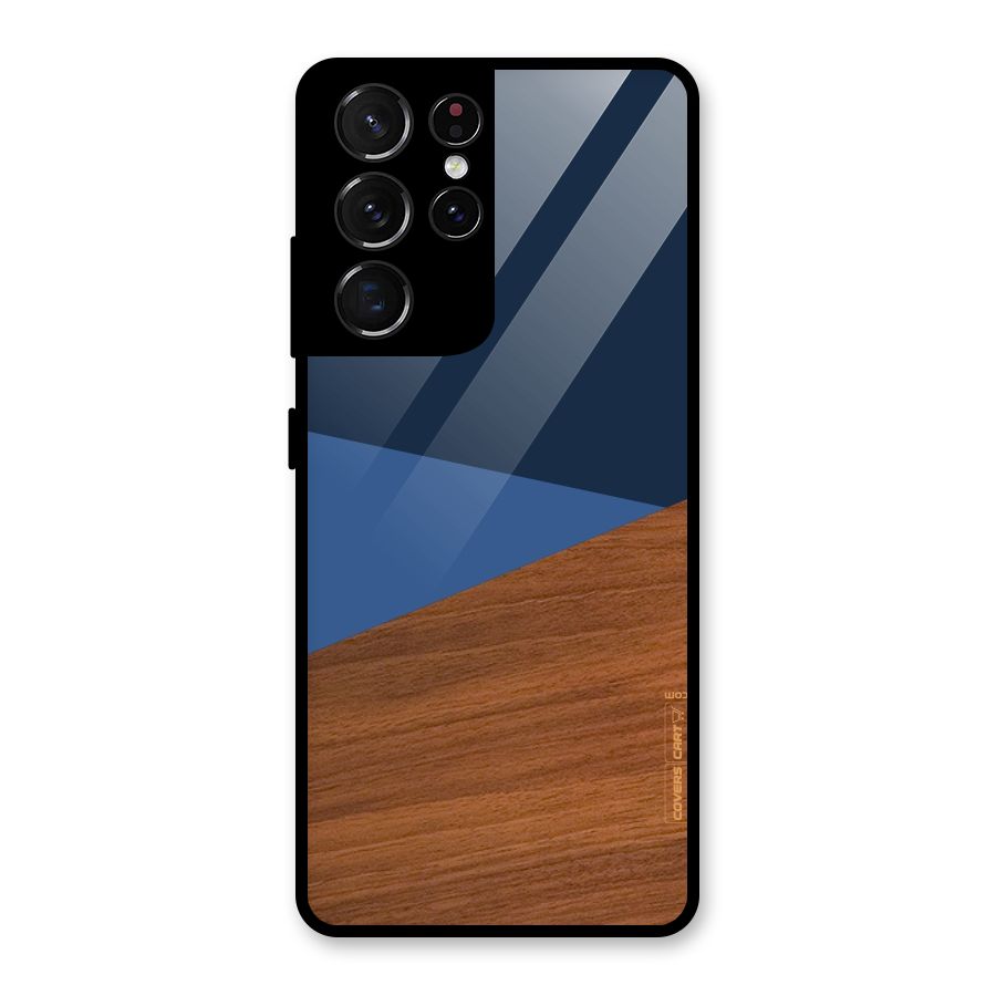 Crossed Lines Pattern Glass Back Case for Galaxy S21 Ultra 5G