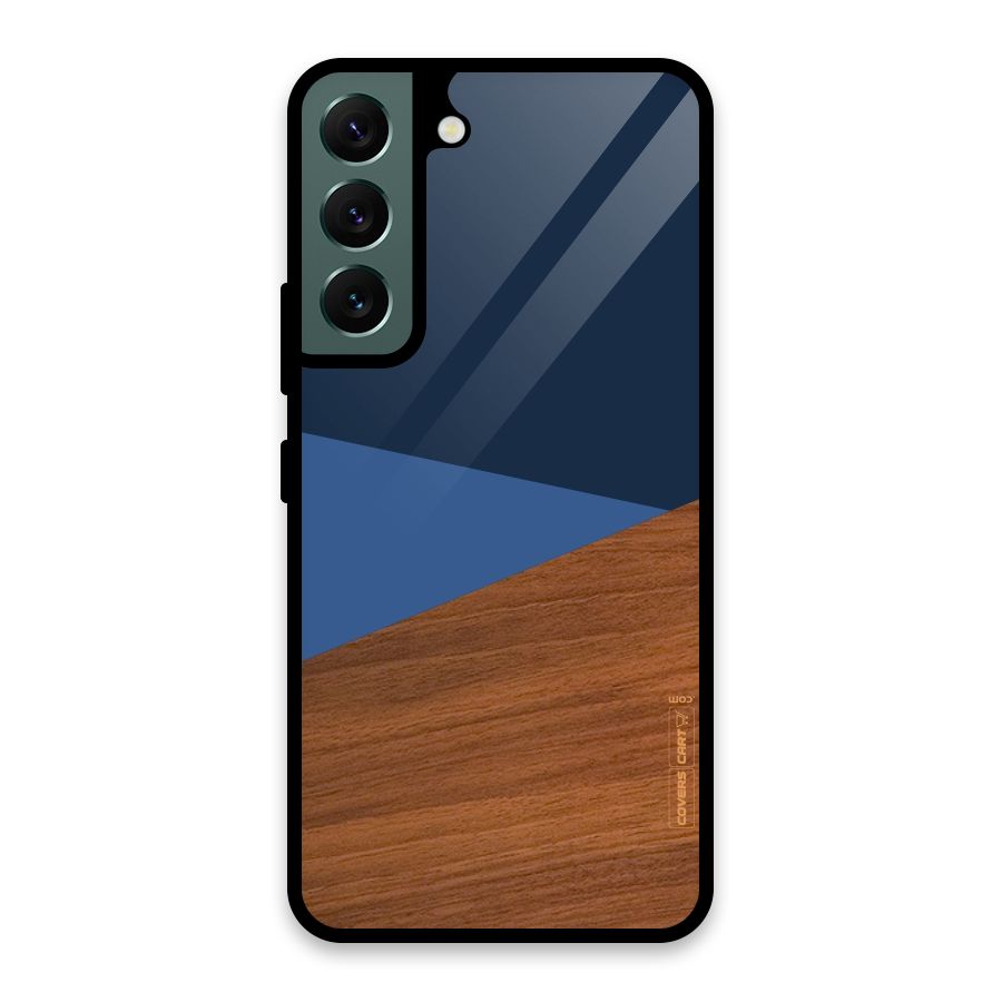Crossed Lines Pattern Glass Back Case for Galaxy S22 5G