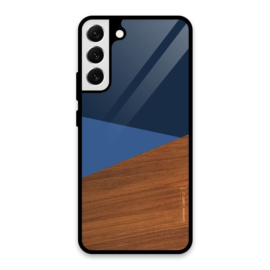 Crossed Lines Pattern Glass Back Case for Galaxy S22 Plus 5G