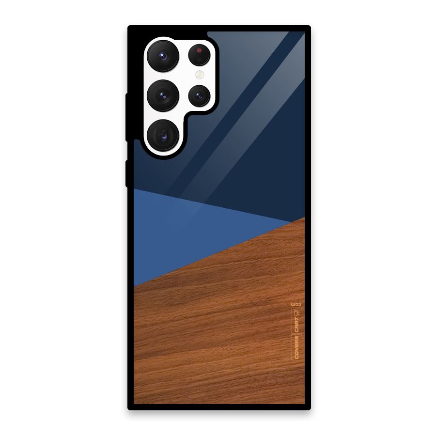 Crossed Lines Pattern Glass Back Case for Galaxy S22 Ultra 5G