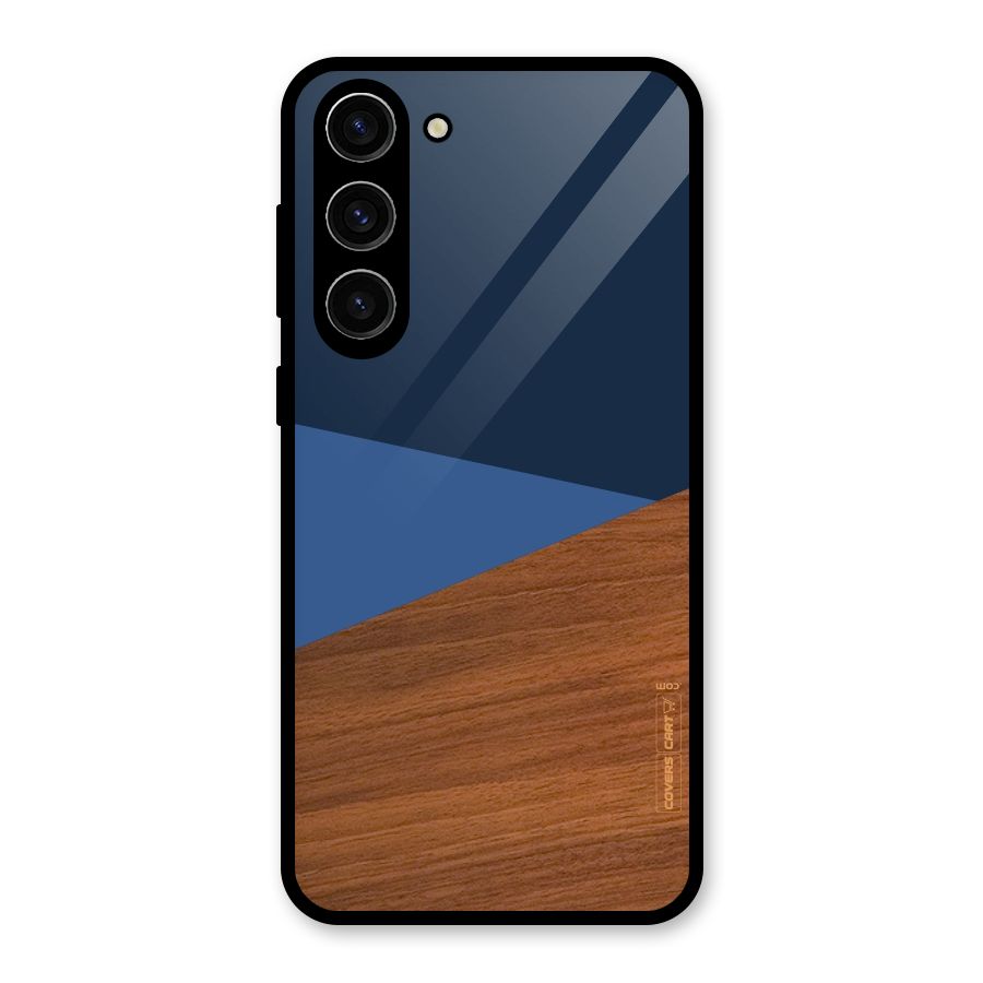 Crossed Lines Pattern Glass Back Case for Galaxy S23 Plus