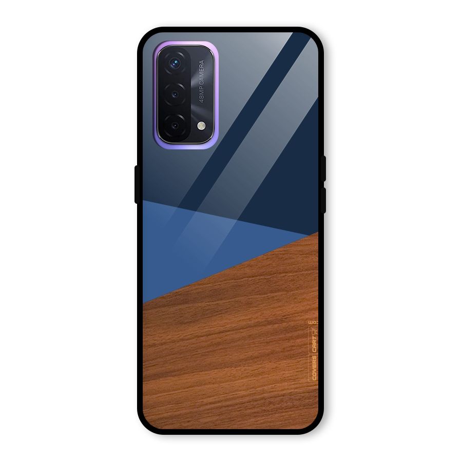 Crossed Lines Pattern Glass Back Case for Oppo A74 5G