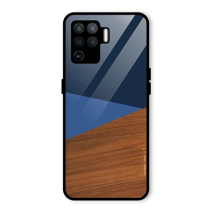 Crossed Lines Pattern Glass Back Case for Oppo F19 Pro