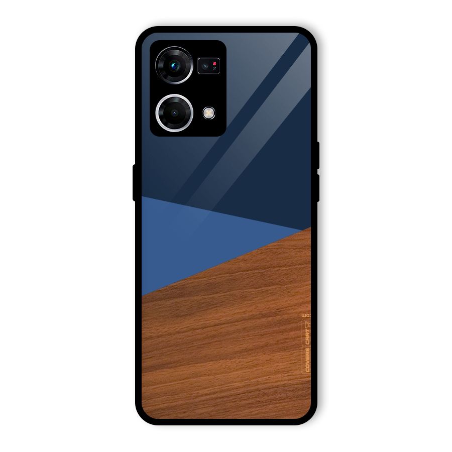 Crossed Lines Pattern Glass Back Case for Oppo F21 Pro 4G