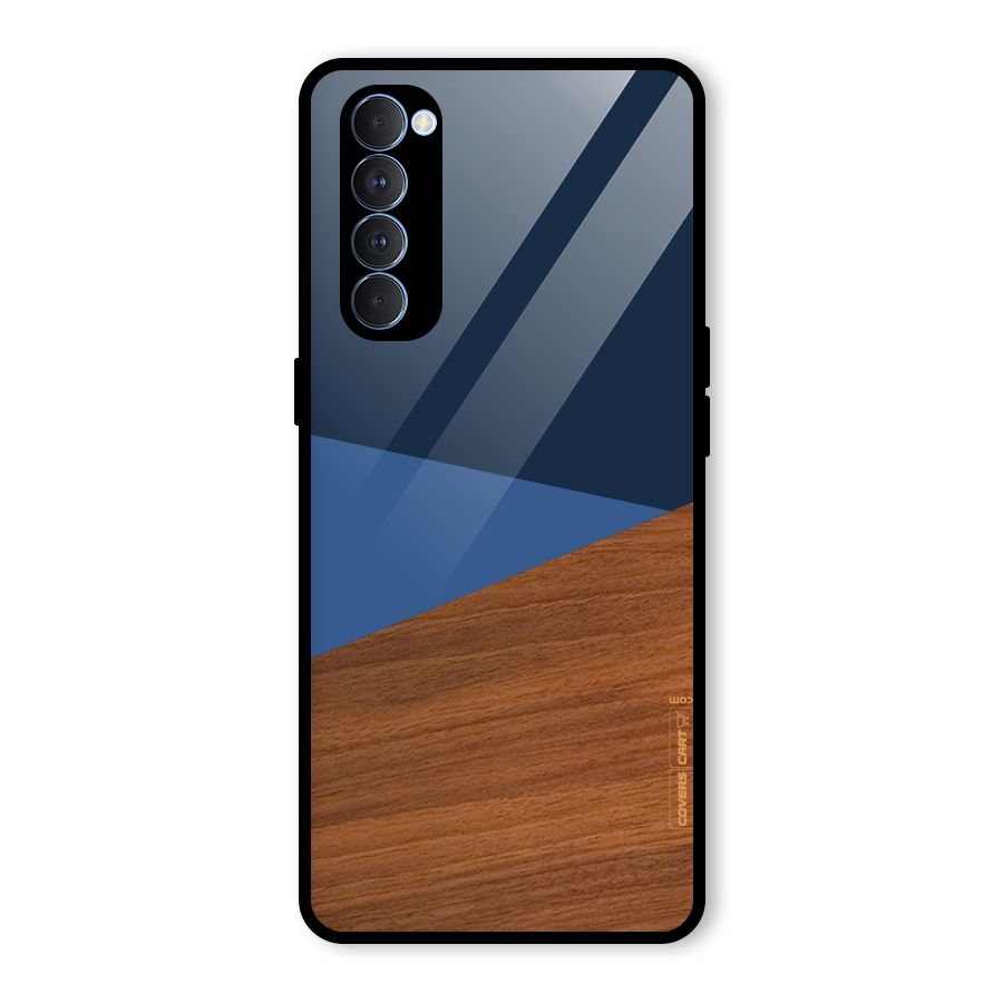 Crossed Lines Pattern Glass Back Case for Oppo Reno4 Pro