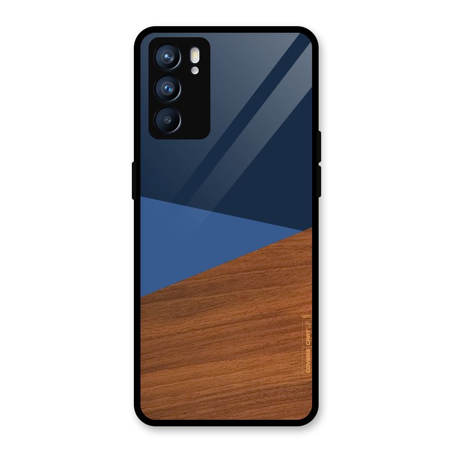Crossed Lines Pattern Glass Back Case for Oppo Reno6 5G