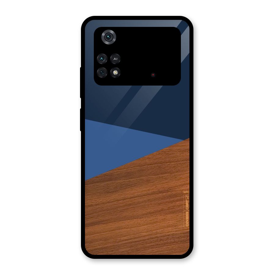 Crossed Lines Pattern Glass Back Case for Poco M4 Pro 4G
