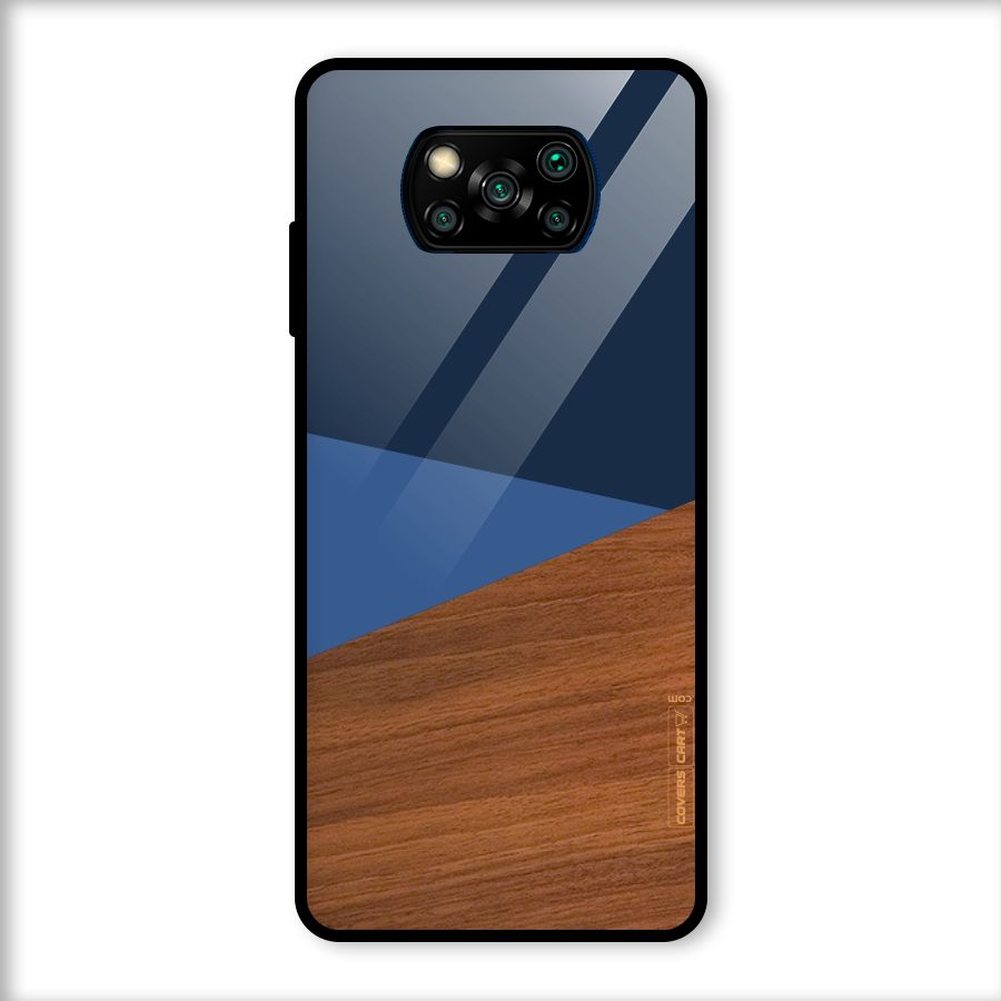 Crossed Lines Pattern Glass Back Case for Poco X3