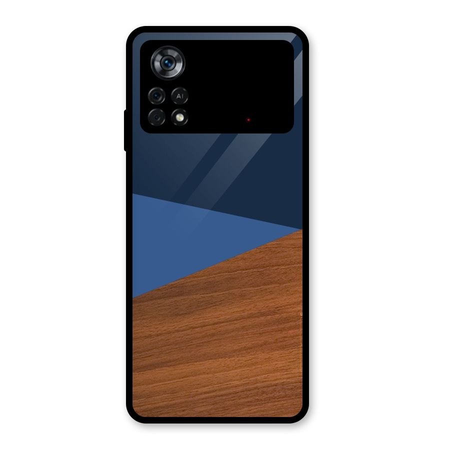 Crossed Lines Pattern Glass Back Case for Poco X4 Pro 5G