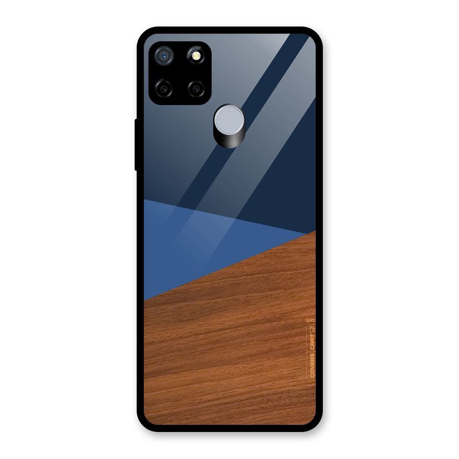 Crossed Lines Pattern Glass Back Case for Realme C15