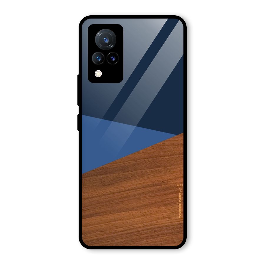Crossed Lines Pattern Glass Back Case for Vivo V21 5G