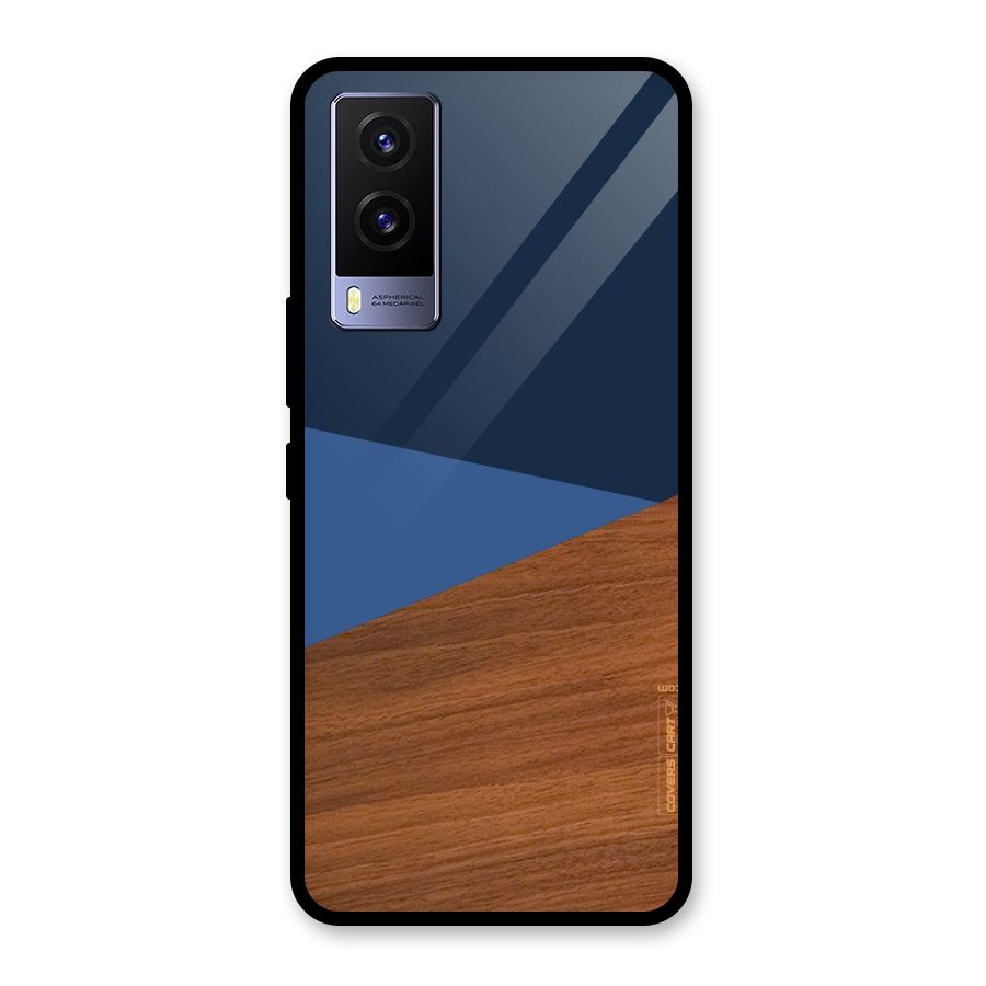 Crossed Lines Pattern Glass Back Case for Vivo V21e 5G
