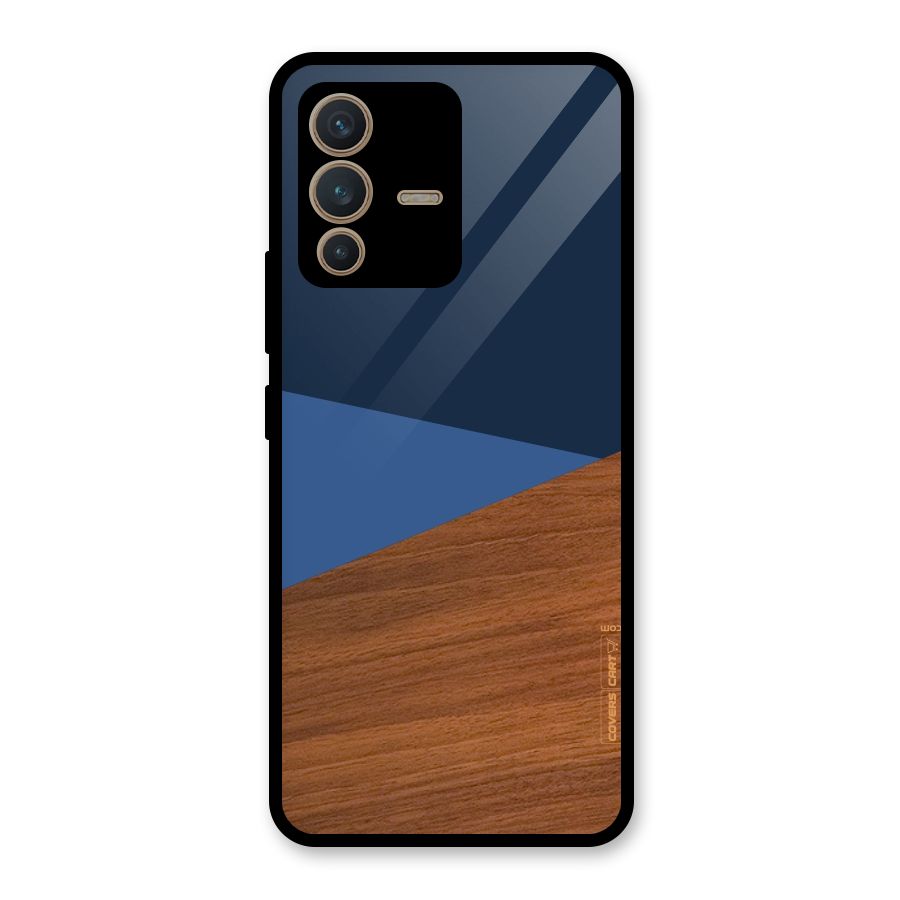 Crossed Lines Pattern Glass Back Case for Vivo V23 5G