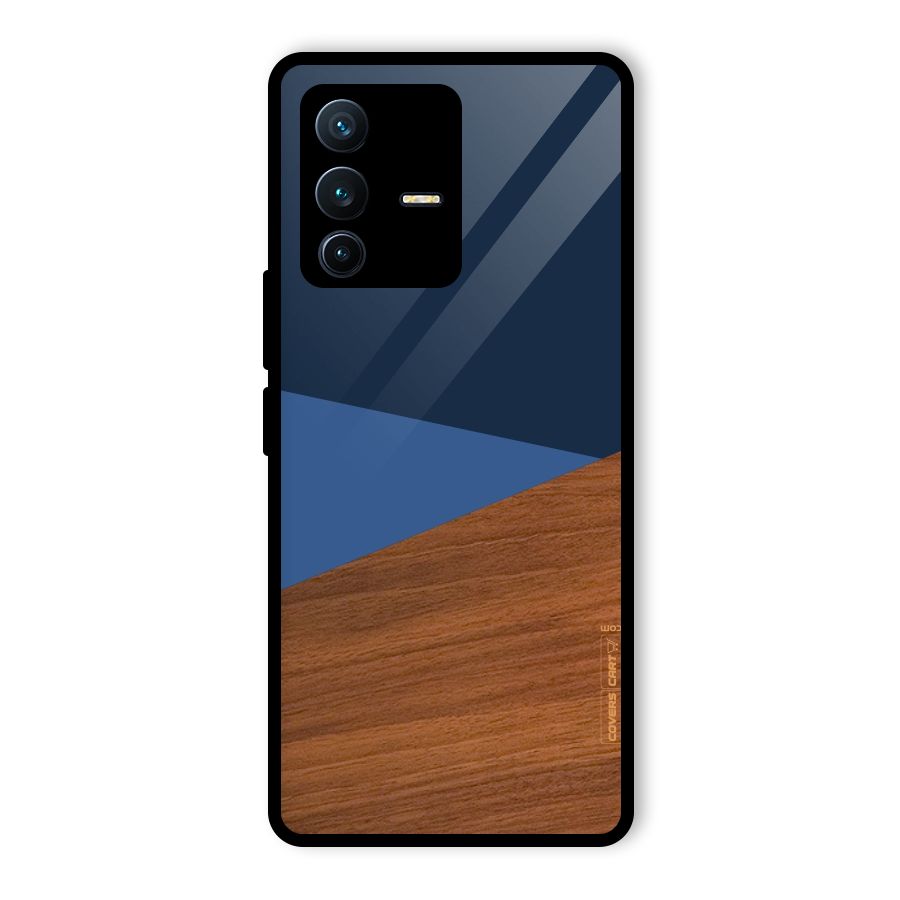 Crossed Lines Pattern Glass Back Case for Vivo V23 Pro