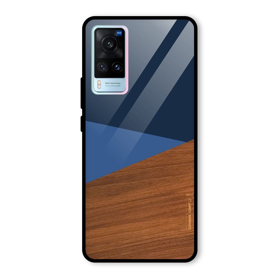 Crossed Lines Pattern Glass Back Case for Vivo X60