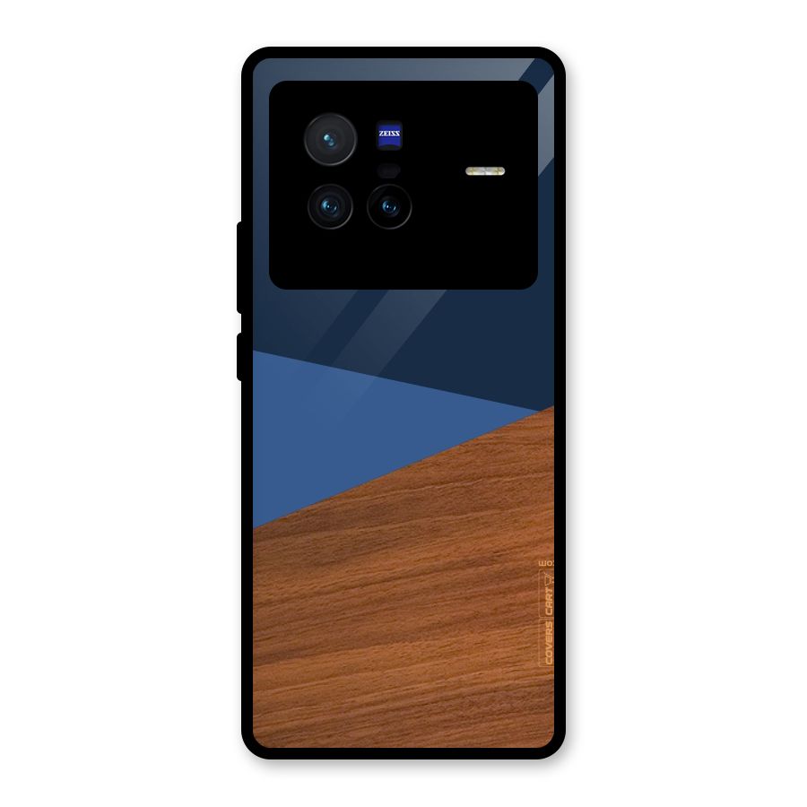 Crossed Lines Pattern Glass Back Case for Vivo X80