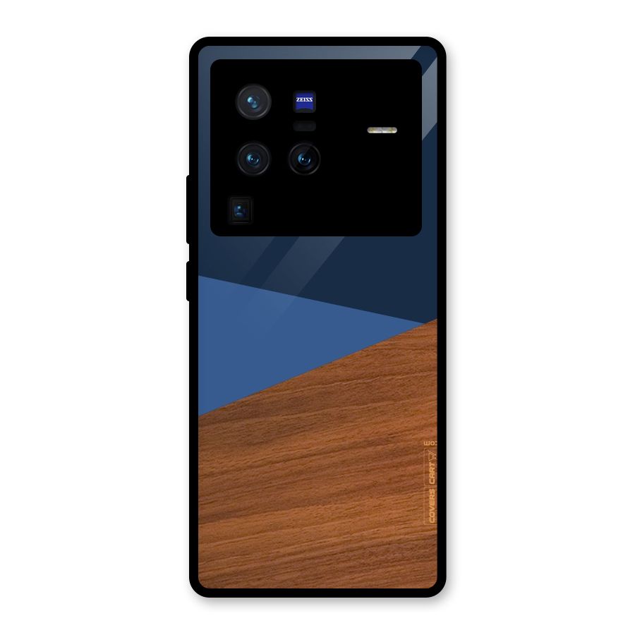 Crossed Lines Pattern Glass Back Case for Vivo X80 Pro