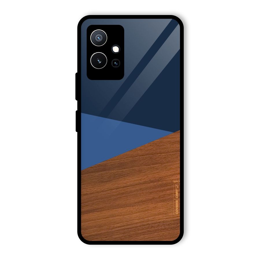 Crossed Lines Pattern Glass Back Case for Vivo Y75 5G