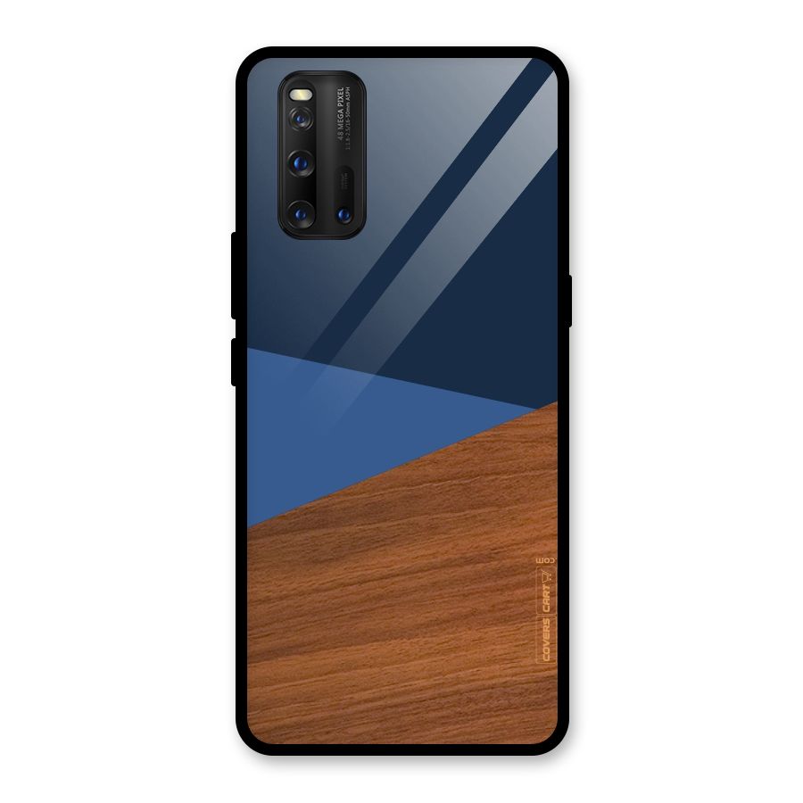 Crossed Lines Pattern Glass Back Case for Vivo iQOO 3