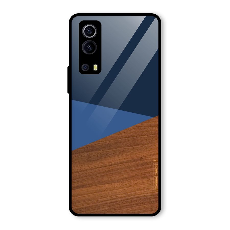 Crossed Lines Pattern Glass Back Case for Vivo iQOO Z3