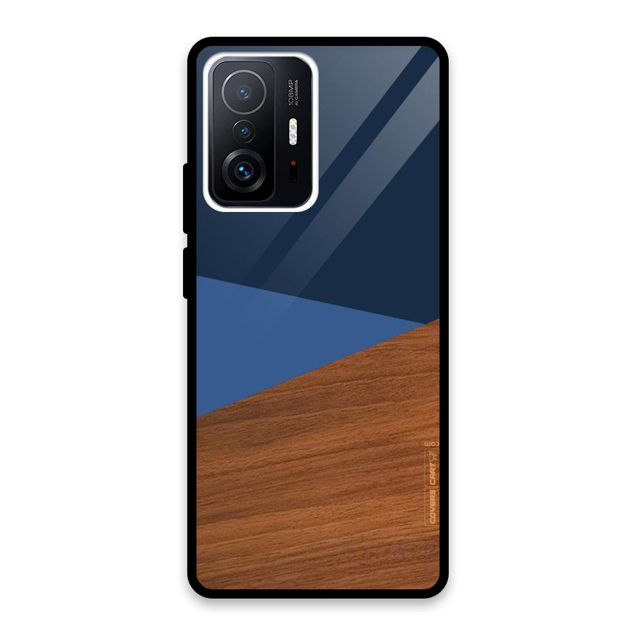 Crossed Lines Pattern Glass Back Case for Xiaomi 11T Pro