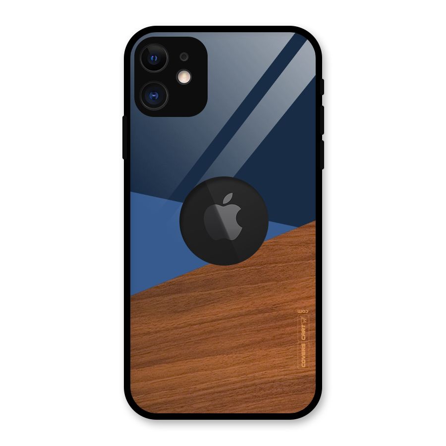 Crossed Lines Pattern Glass Back Case for iPhone 11 Logo Cut