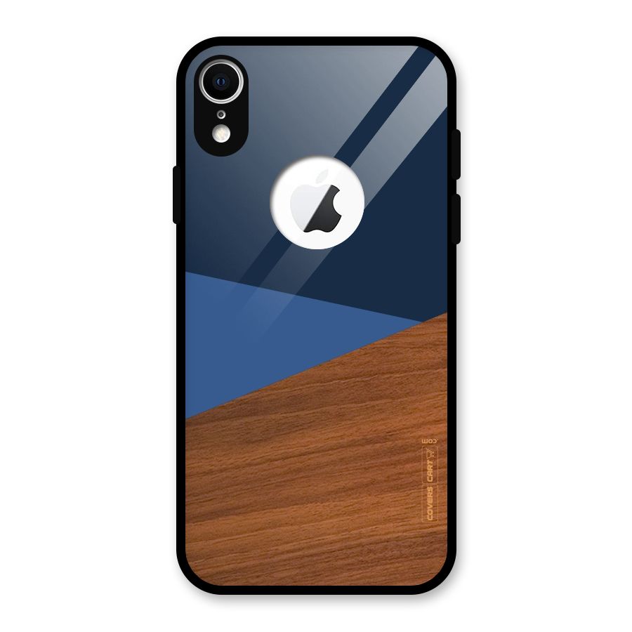 Crossed Lines Pattern Glass Back Case for iPhone XR Logo Cut