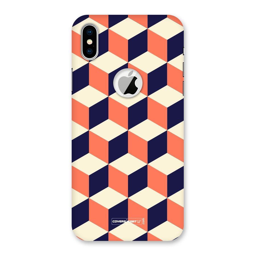 Cube Pattern Back Case for iPhone X Logo Cut