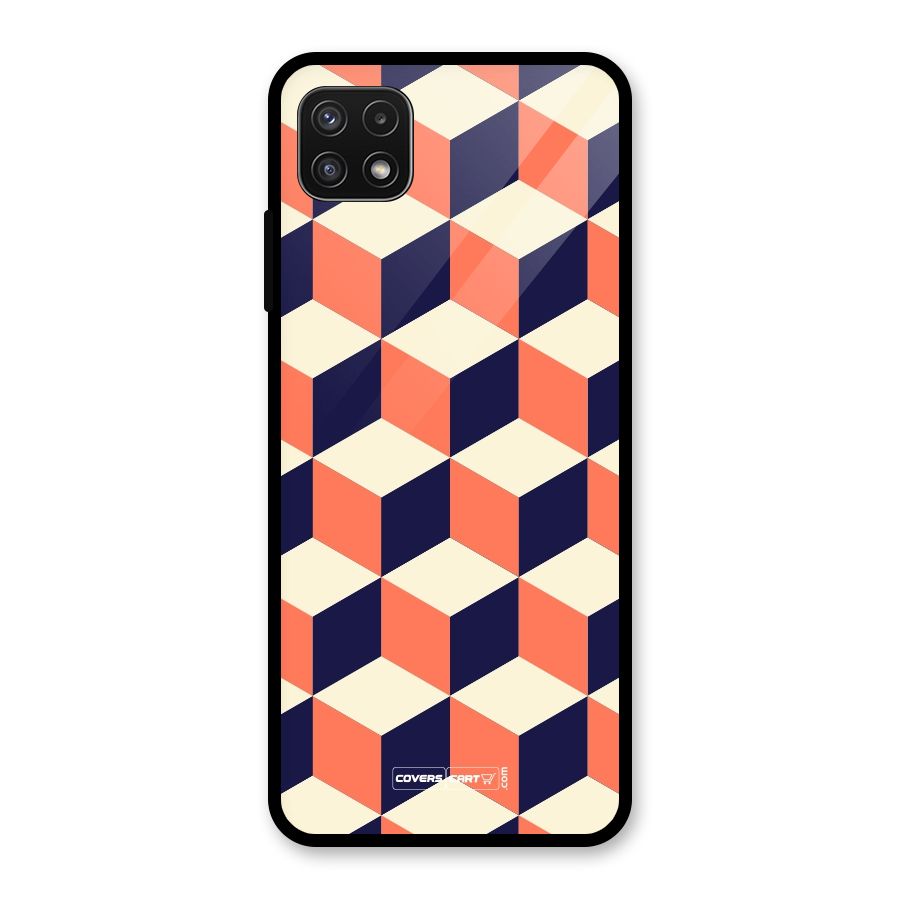 Cube Pattern Glass Back Case for Galaxy A22 5G