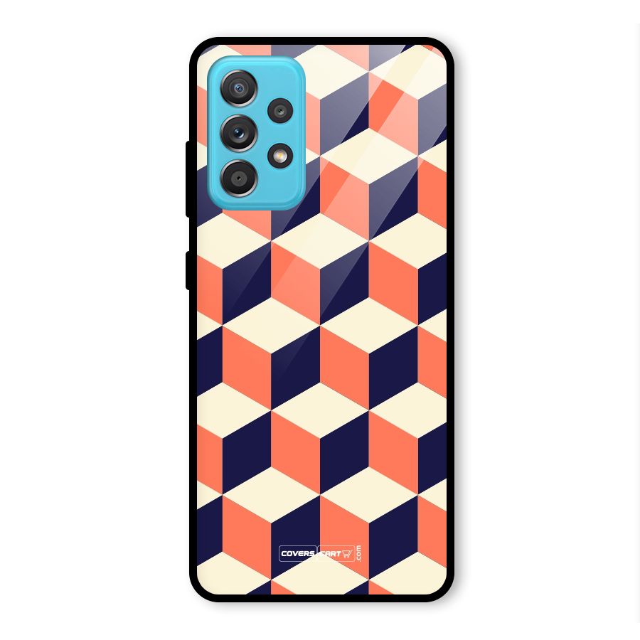 Cube Pattern Glass Back Case for Galaxy A52s 5G