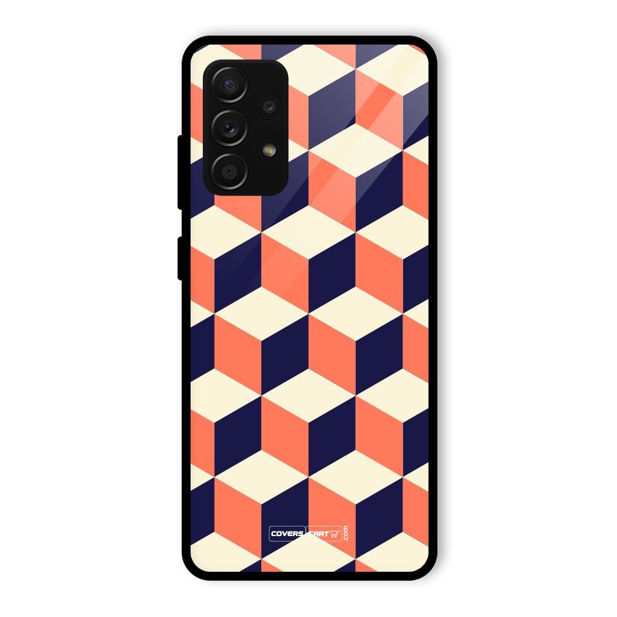 Cube Pattern Glass Back Case for Galaxy A53 5G