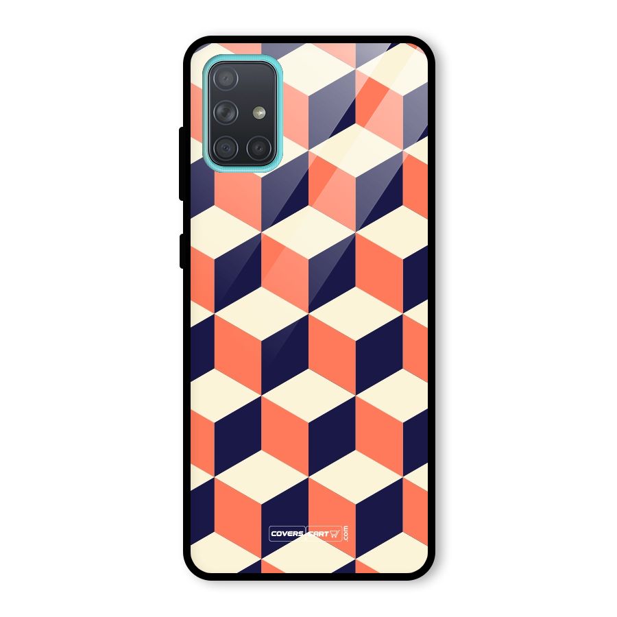 Cube Pattern Glass Back Case for Galaxy A71