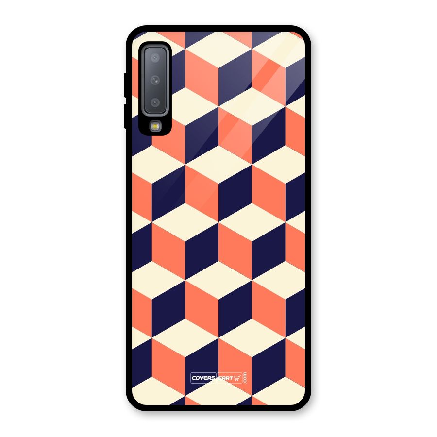 Cube Pattern Glass Back Case for Galaxy A7 (2018)