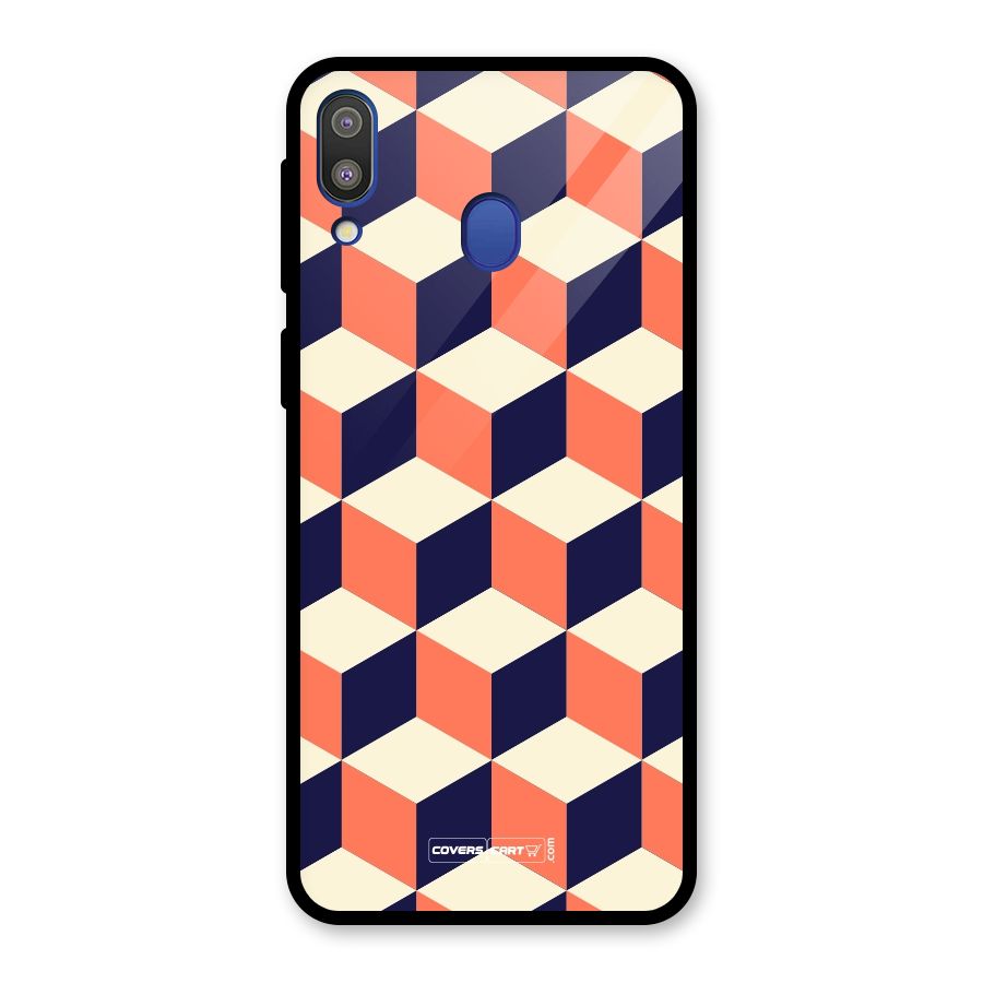 Cube Pattern Glass Back Case for Galaxy M20