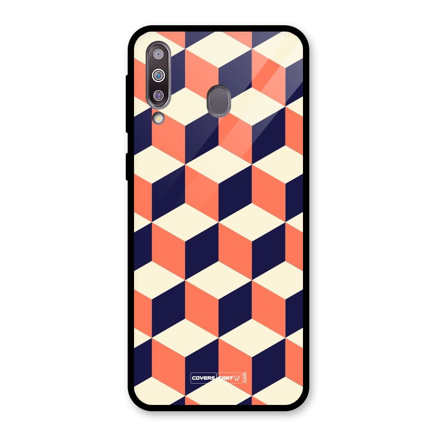 Cube Pattern Glass Back Case for Galaxy M30